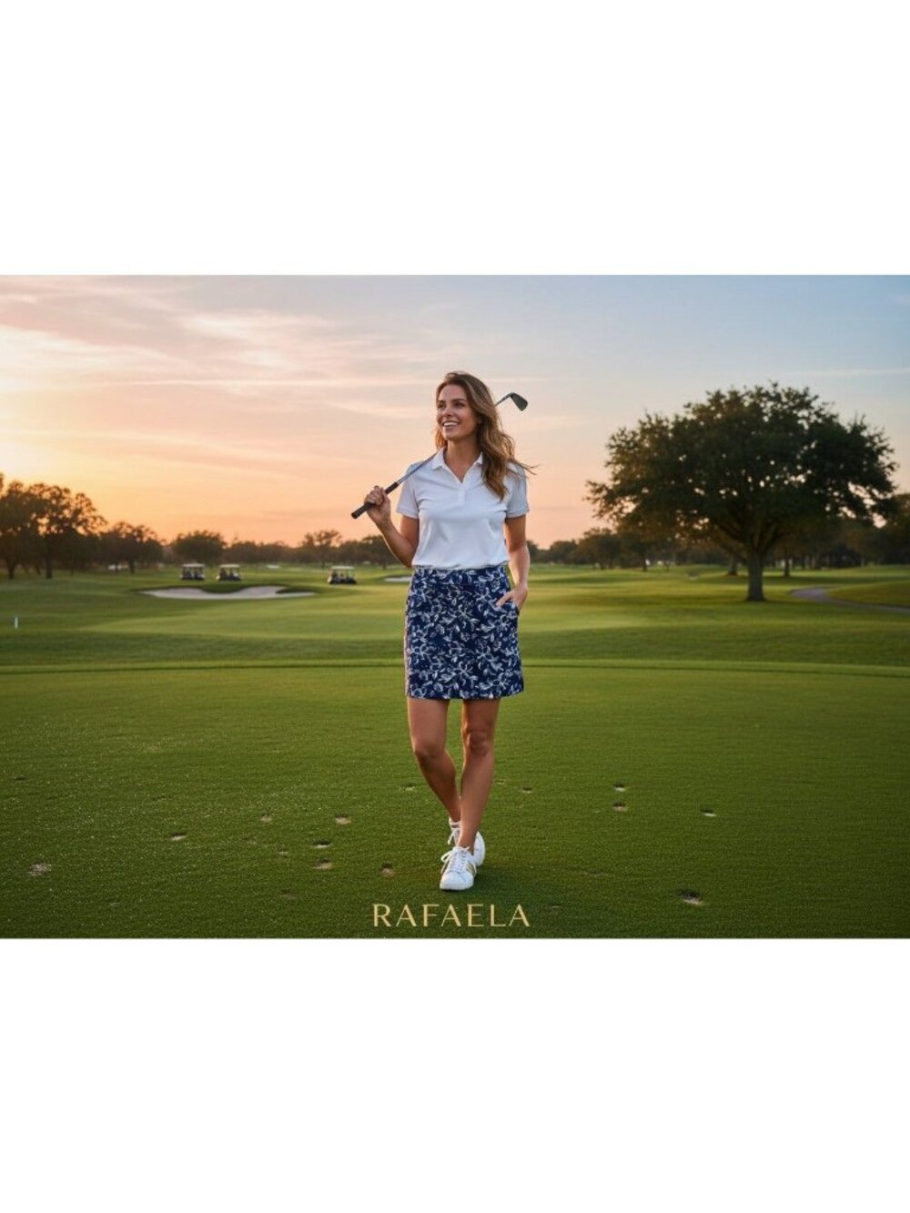 Rafaela Womens Navy & White Floral Print Golf Skort With Built-In Shorts - Size